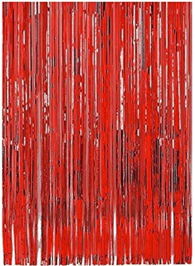 ANG Foil Party Wall Curtain, 6x3 Ft., Red, Pack of 2 - Image 1